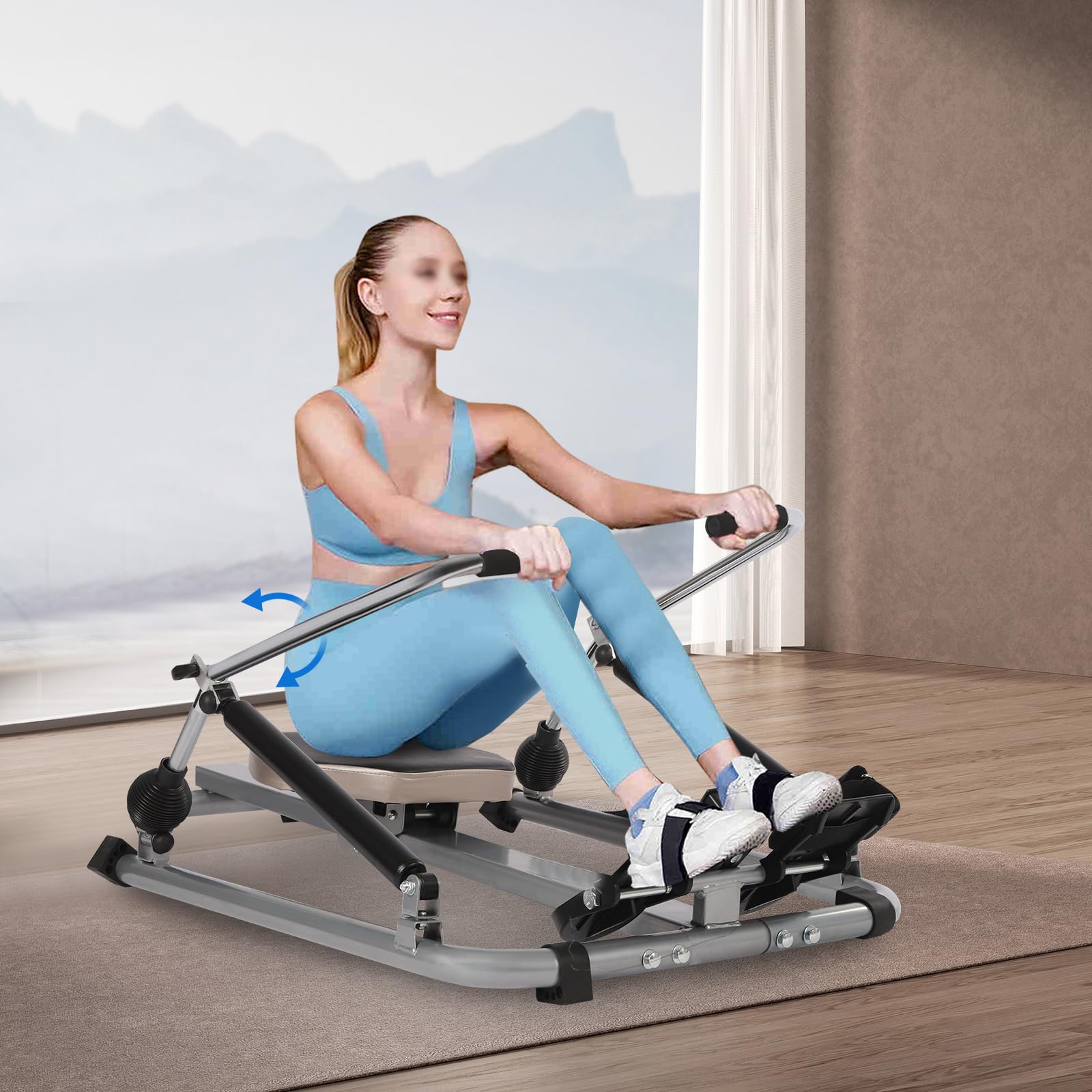 Wioślarz do domu, składany, hydrauliczny wioślarz z wyświetlaczem LCD, urządzenie fitness, trener pleców do ćwiczeń cardio