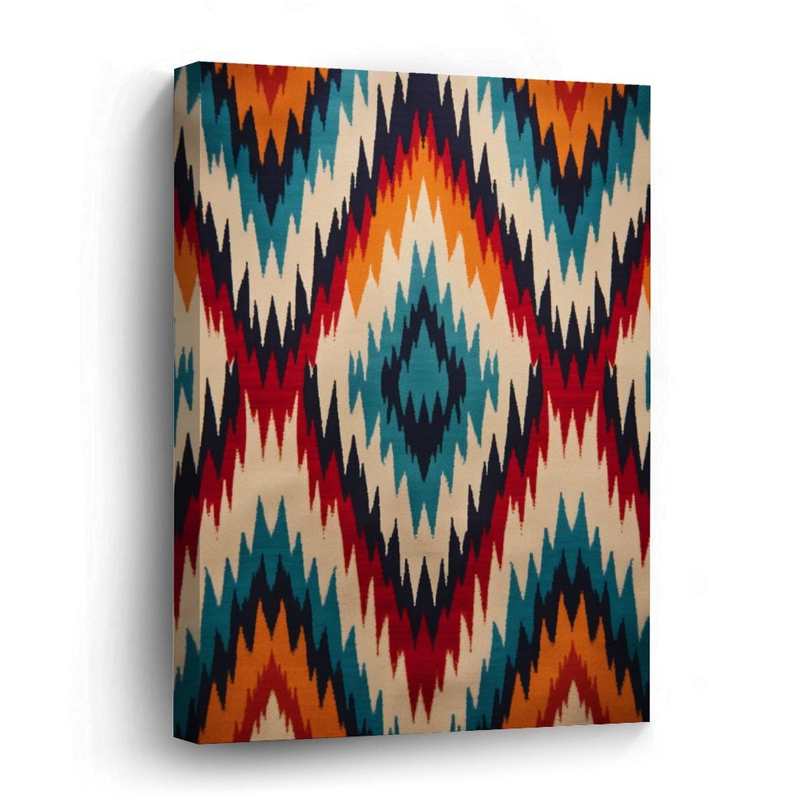 Classic Chinese Style Canvas Wall Art 8x10in,Canvas with Orange And Blue Prints Canvas Print Wall Artwork Ready to Hang Rustic Wall Plaque Poster for Home Office Living Room Bedroom Decoration