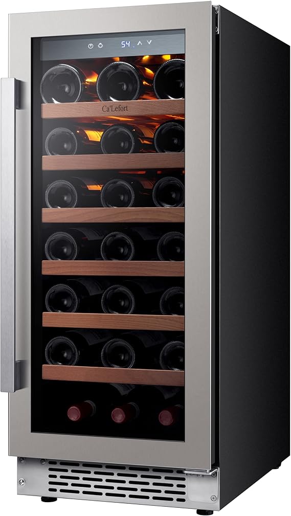Ca'Lefort 15 Inch Wine Cooler Refrigerator, Upgraded Wine Cooler with 3 Color