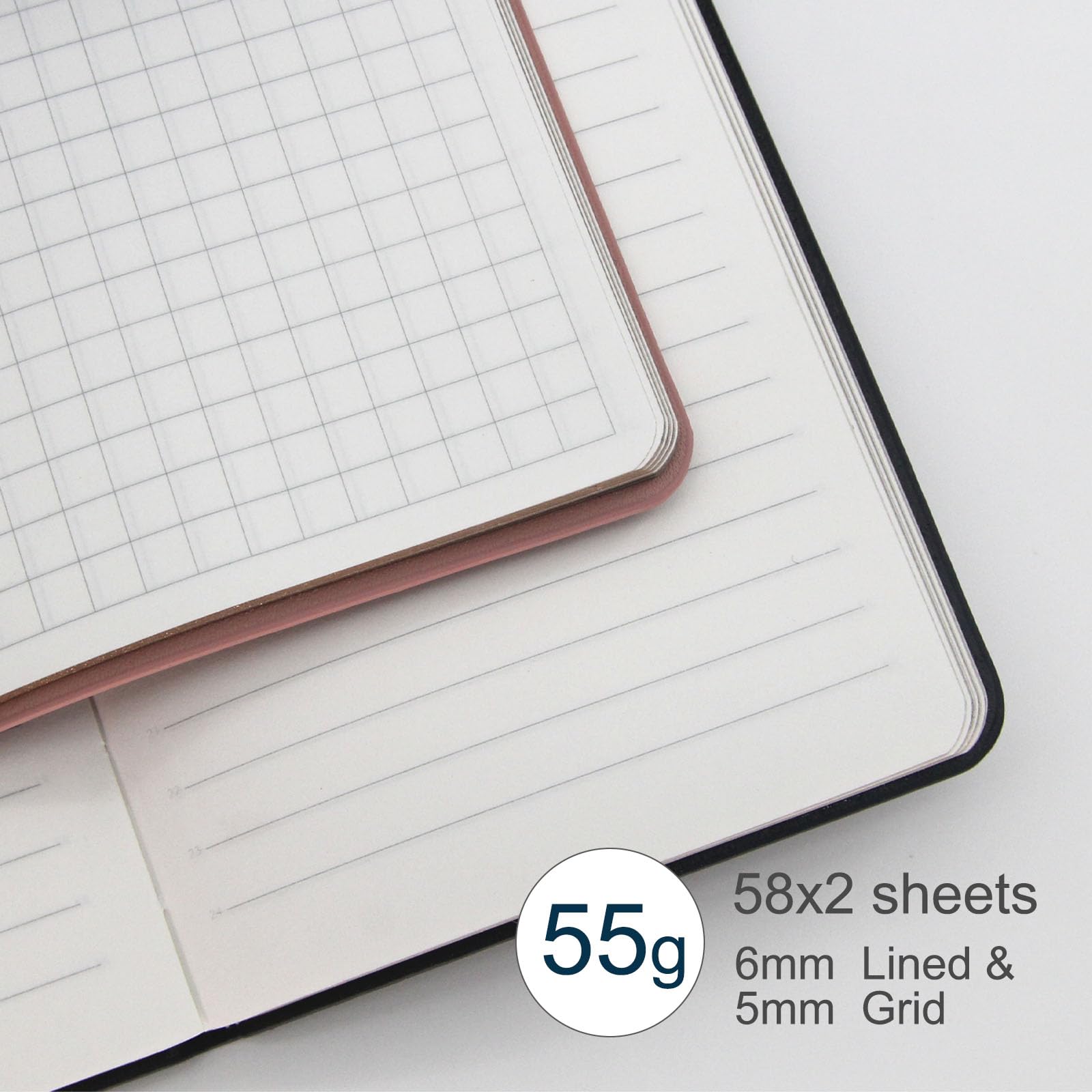 Cuadernos de tapa suave, paquete de 2 cuadernos de bolsillo A6, cuadernos pequeños a rayas, diarios de escritura de 3.1 x 5.5 pulgadas, 112 páginas, mini cuadernos para hombres y mujeres, viajes