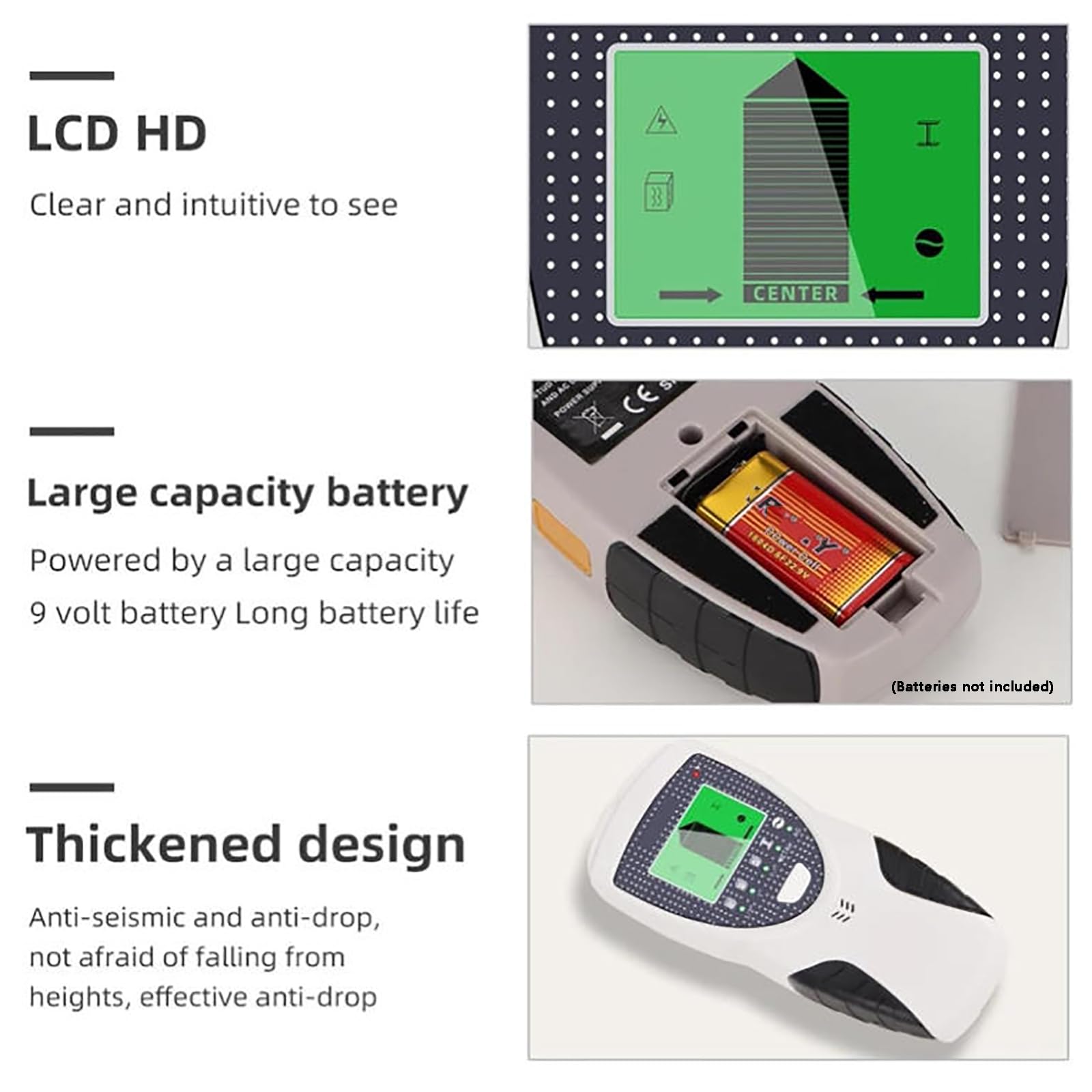 MObyat Detector de Metales para Madera, Detector de Pared Multifuncional con transmisión de Voz, 5 Modos de escaneo, calibración automática, Inicio medición, para Metales no magnéticos magnéticos