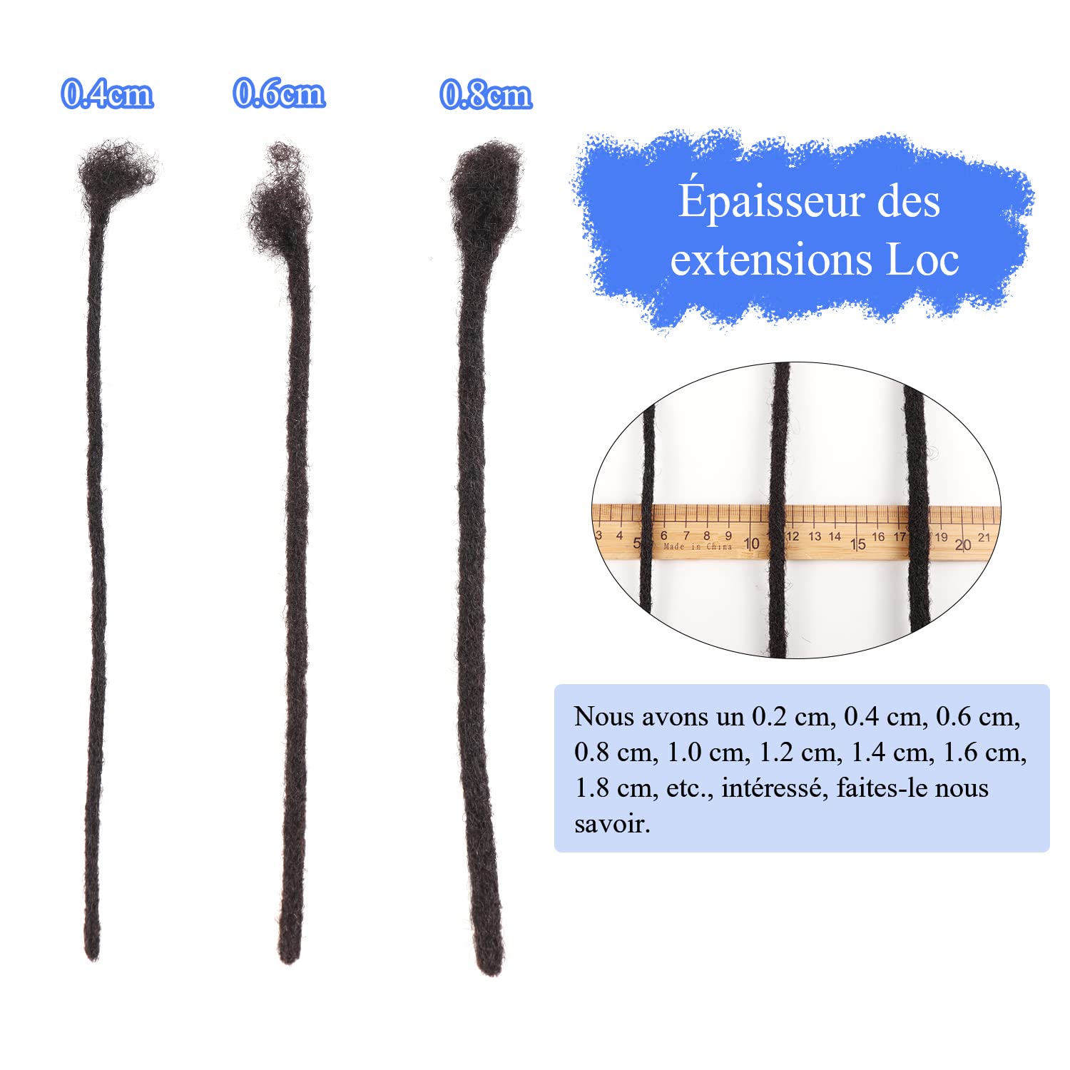 Orientfashion Locks Extension Cheveux Humain, Fait à la Main Locks Cheveux Naturel pour Homme/Femme Dreadlocks Extensions de Cheveux Humains (60 Locs/pack, 10 Pouces 0.6cm)