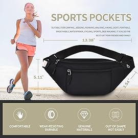 DAITET Large Crossbody Fanny Pack for Men&Women,Waist Bag & Hip Bum Bag for Outdoors Workout Traveling Casual Running Hiking Cycling,Easy Carry Any Phone(Loop Black)