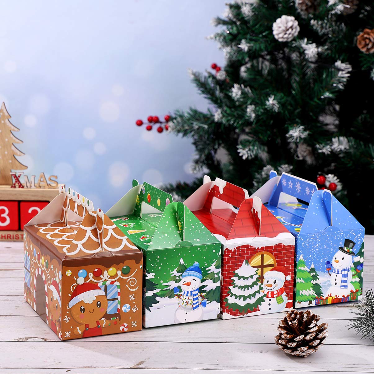 8 scatole regalo a tema natalizio - Confezioni 4 disegni e modelli accattivanti - 2 per ogni dimensione - Perfetti come regali box di Natale decorazione