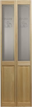 LTL Home Products 864720 Pantry Half Glass Bifold Interior Wood Door, 24" x 80", Unfinished Pine