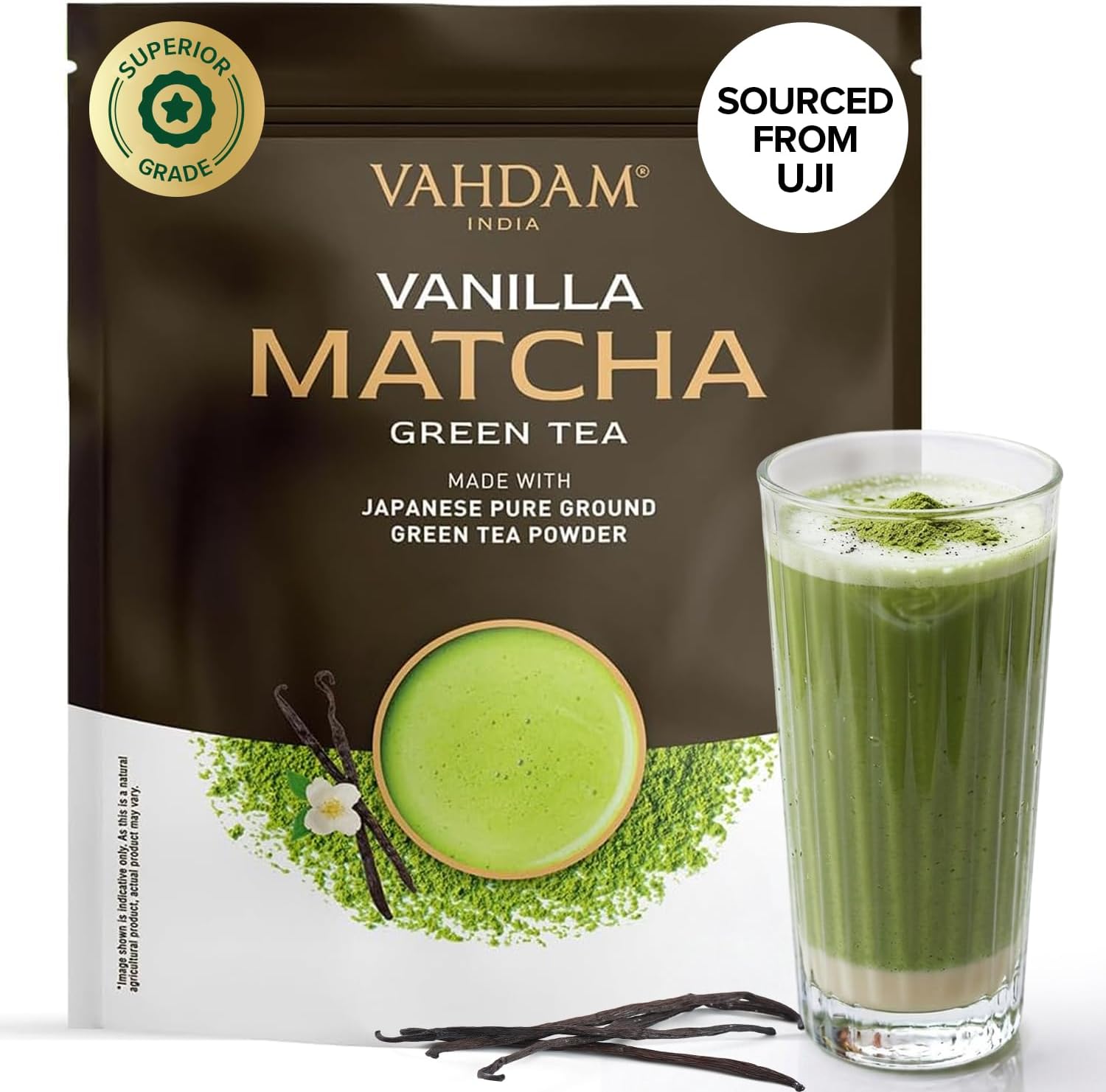 Japanese Vanilla Matcha Green Tea Powder (100g) Sourced from Japan | Premium Matcha Powder With Pure Vanilla | Brew Delicious Matcha Latte