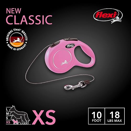 Miniatura 2 de FLEXI Correa retráctil clásica de cordón para perros extra pequeños de hasta 18 libras  10 pies, rosa  Correa para caminar de mascotas sin enredos