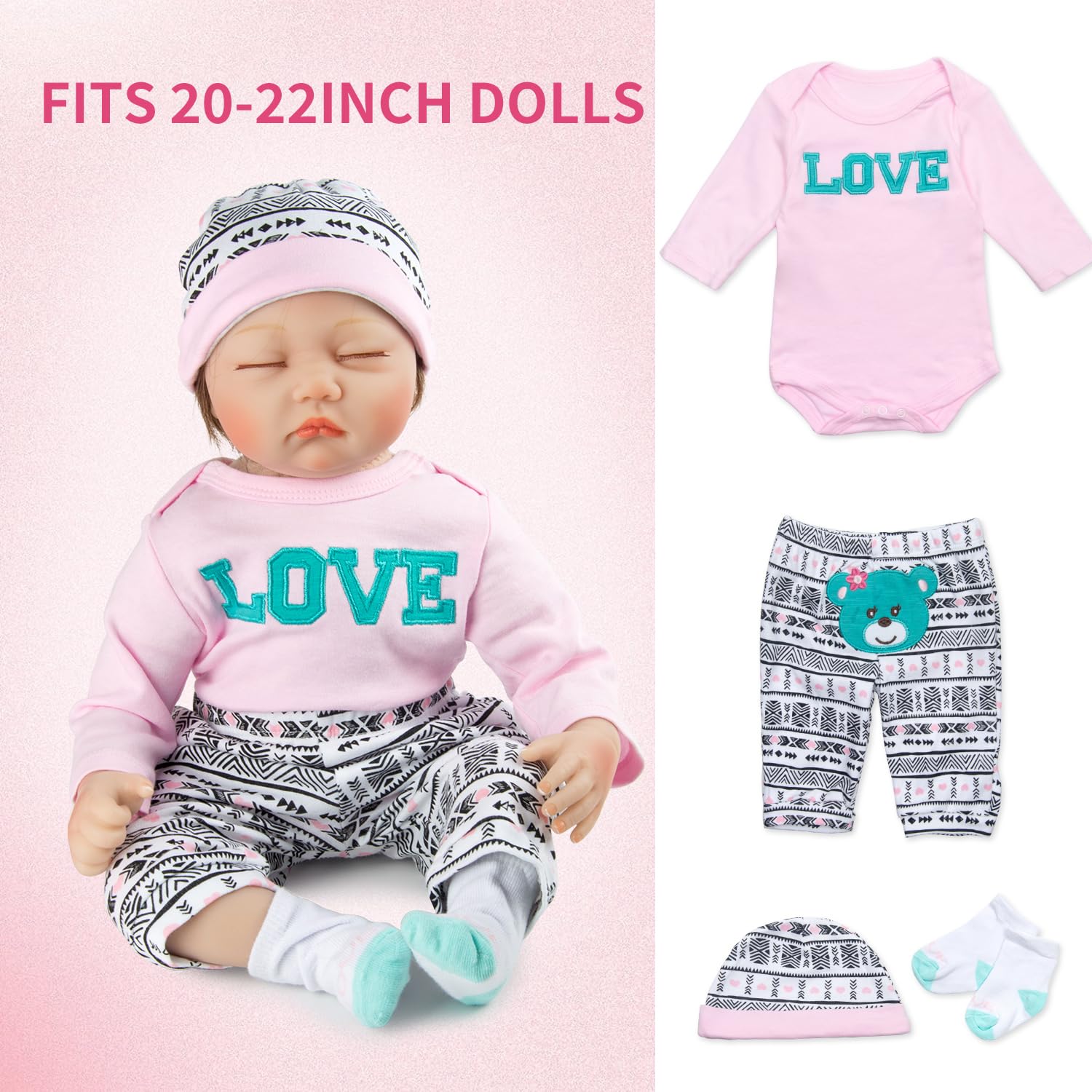 Amazon.co.jp: Reborn Baby Girl 人形 服 ピンク 衣装 アクセサリー 8