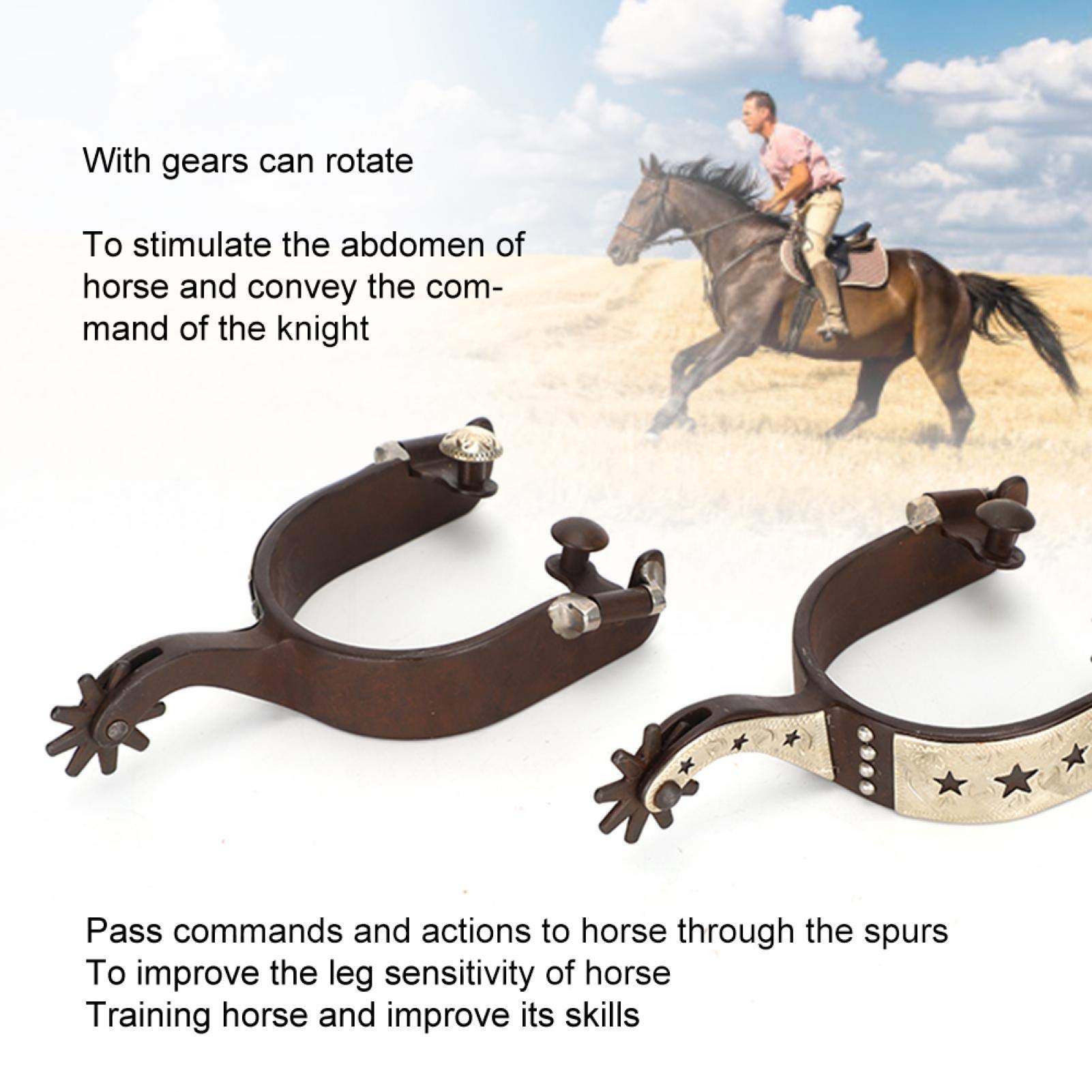 Pferde Sporen Pferde Reitsporen Western Retro Cowboy Schnitzsporen Sporen Set für Damen und Herren Reitpferdetraining