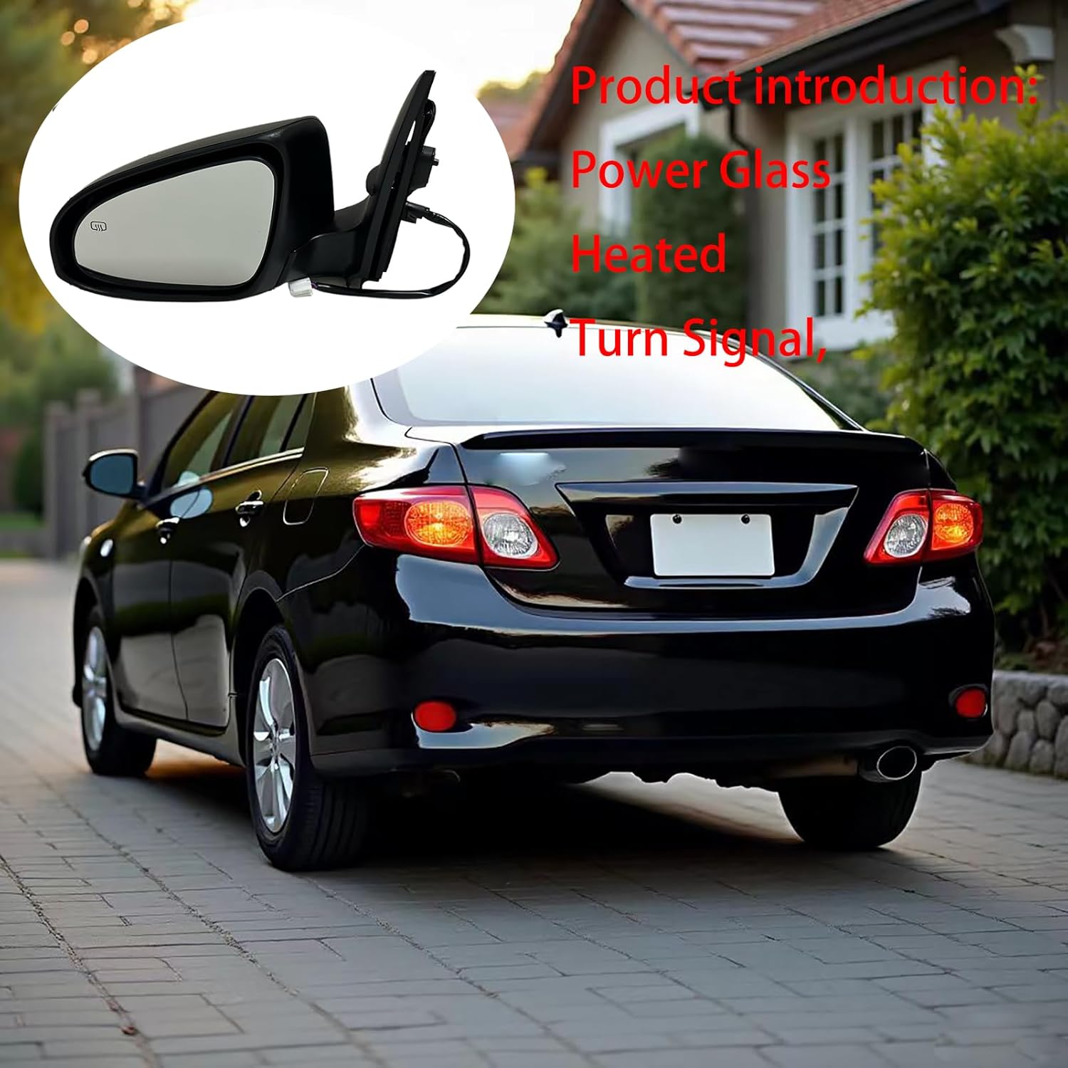 Driver Side Mirror Assembly Compatible with Toyota Corolla 2014-2019 Heated with Turn Signal, Power Adjustable Replace TO1320295,black