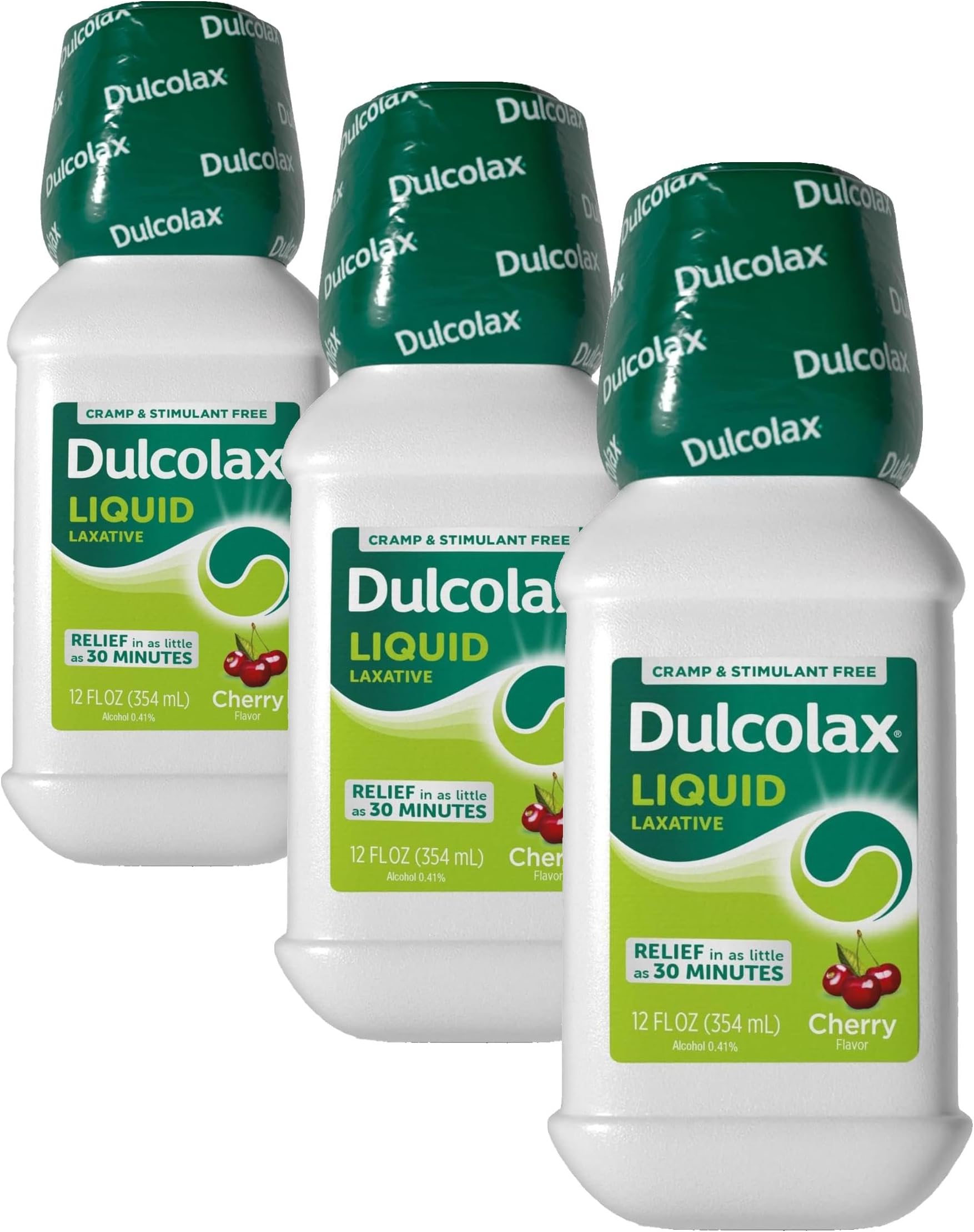 Dulcolax Saline Laxative Liquid, Fast & Gentle Constipation Relief, Natural Laxatives, Softens Stool, Cherry Flavor, Magnesium Hydroxide 1200 mg, 12 fl. oz. (Pack of 3)