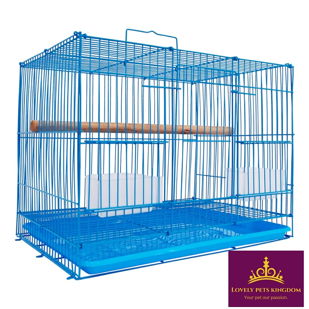 Lovely PET'S KINDOM-15 Bird cage for Budgies,Finches,Love Birds,Cocktails,Conures,Cuttlefish Bone Holder,with Cuttlefish Bone, 2 Cups, 1 Perch Stick L : 15", B : 11", H:12 " 3