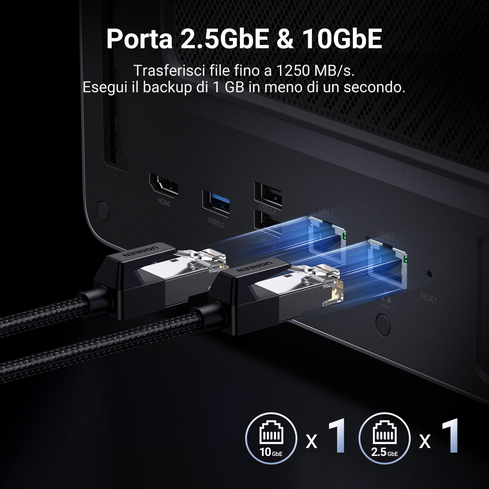 UGREEN NASync DXP6800 Plus NAS 6 vani per creator e uffici (senza HDD) | Intel Core i3-1215U, 10GbE + 2,5GbE, 8GB DDR5 fino a 64GB, SSD 128GB, 2×M.2 NVMe, HDMI 4K