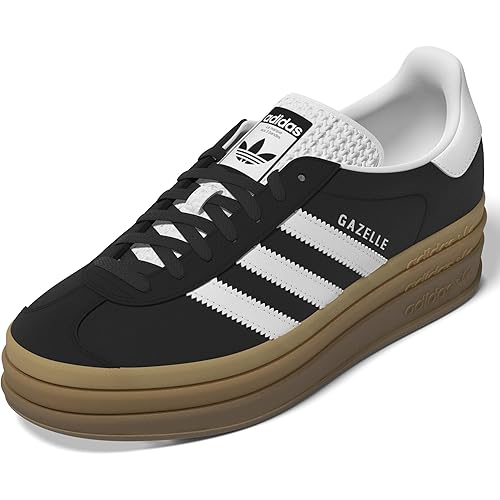 adidas Gazelle Bold W Three Layers Q Pannel Gum Sole Women's Suede Leather Trainers (Black White, US 8.5)
