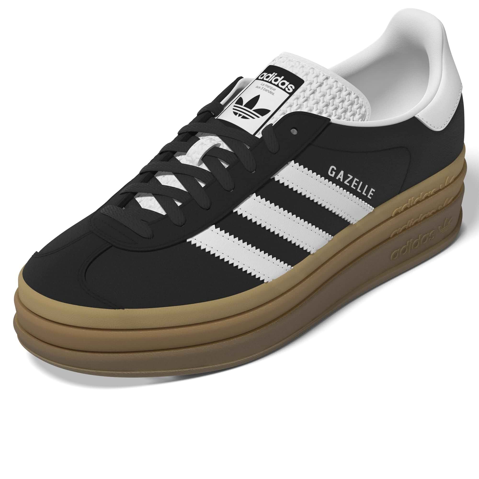 adidas Gazelle Bold W Three Layers Q Pannel Gum Sole Women's Suede Leather Trainers (Black White, US 8.5)