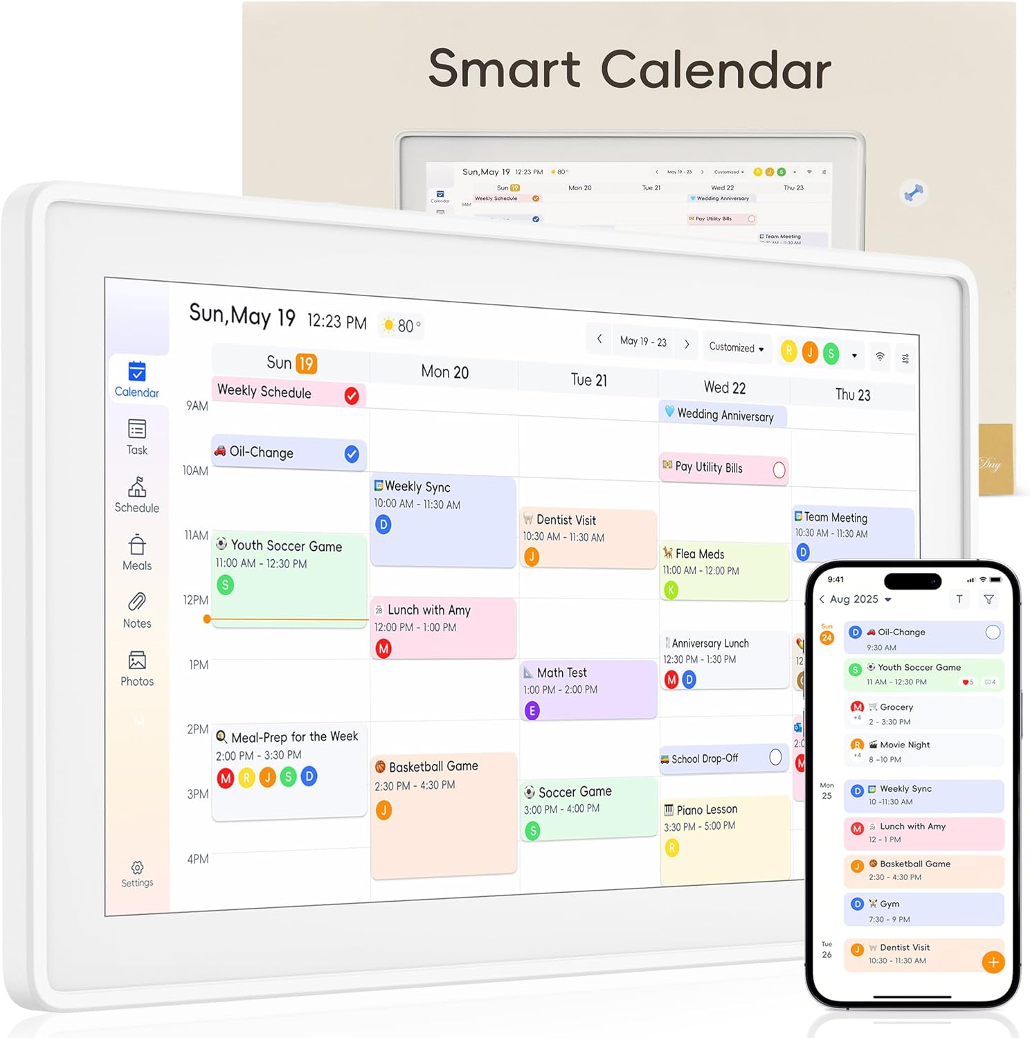 15.6" Digital Wall Calendar–2026 Smart Digital Calendar Planner w/Touchscreen Chore Chart, Meal Planner & Calendar Sync – Ideal Thanksgiving, Christmas & New Year Gifts for Moms, Parents & Families