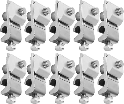 10Pcs Solar Panel Ground Clamp, Deformation Resistance Aluminum Alloy M6 Lug Solar Panel Coupling PV Ground Clamp for Wire