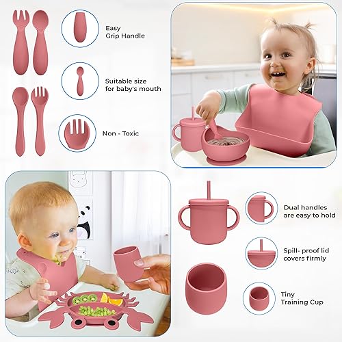 Miniatura 4 de Baby Led Weaning Supplies - Juego de alimentación de silicona para bebés - Juego de platos de succión de silicona ultra completos. Juego de platos