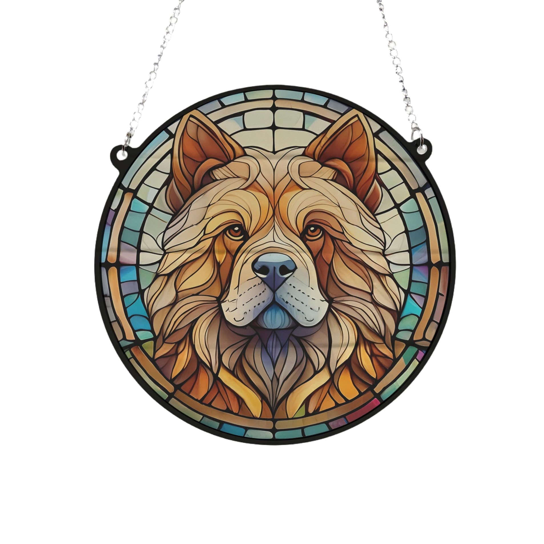 Chow Chow Stained Glass Effect Suncatcher Gift for Dog Lovers - 19cm