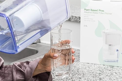 Miniatura 4 de Jarra de filtro de agua alcalina - Ionizador de agua pura saludable de 2.5 litros, dos filtros de carbón activado de 60 días, sin BPA, saludable,