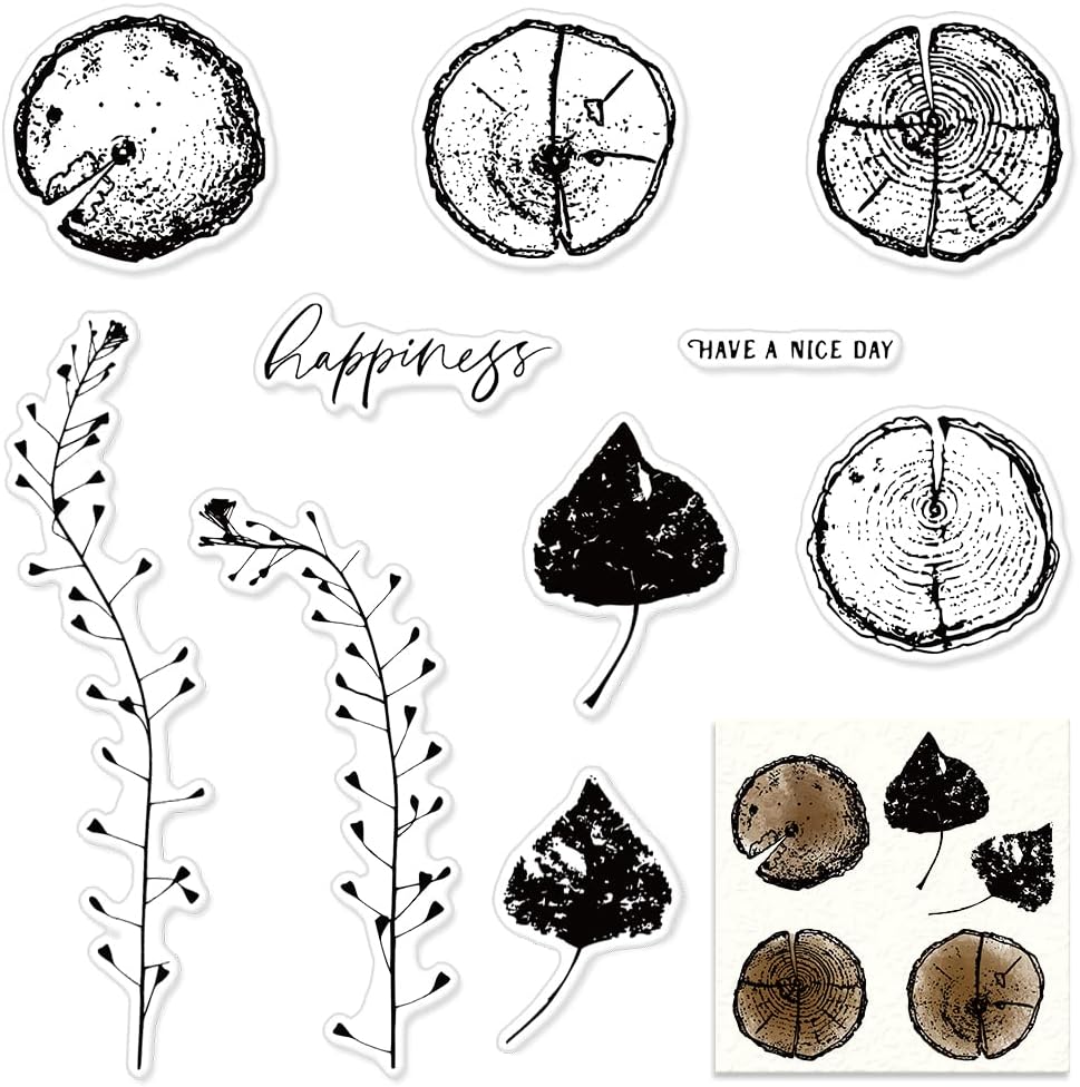 Leaves Lace Frame Clear Stamps for Card Making, Root Sentiment Words Clear Rubber Stamps for Holiday Card Making Decoration DIY Scrapbooking Transparent Album Decor Paper Craft