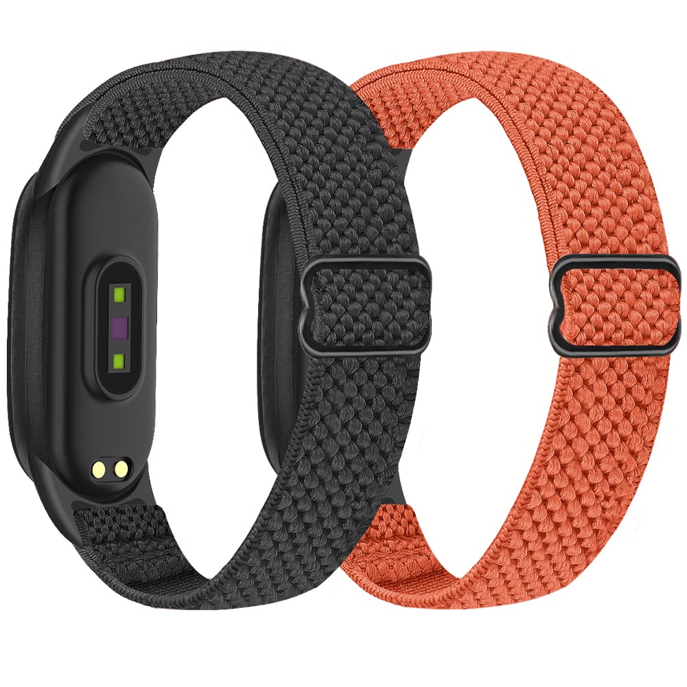 SHIJZWD Adjustable Elastic Watch Straps Compatible with Xiaomi Mi Band 7/Mi Band 6/Mi Band 5 Strap, Stretchy Nylon Sports Band Replacement Wristband for Xiaomi Mi Band 7/6/5 Men Women, 2 Pack — image 1