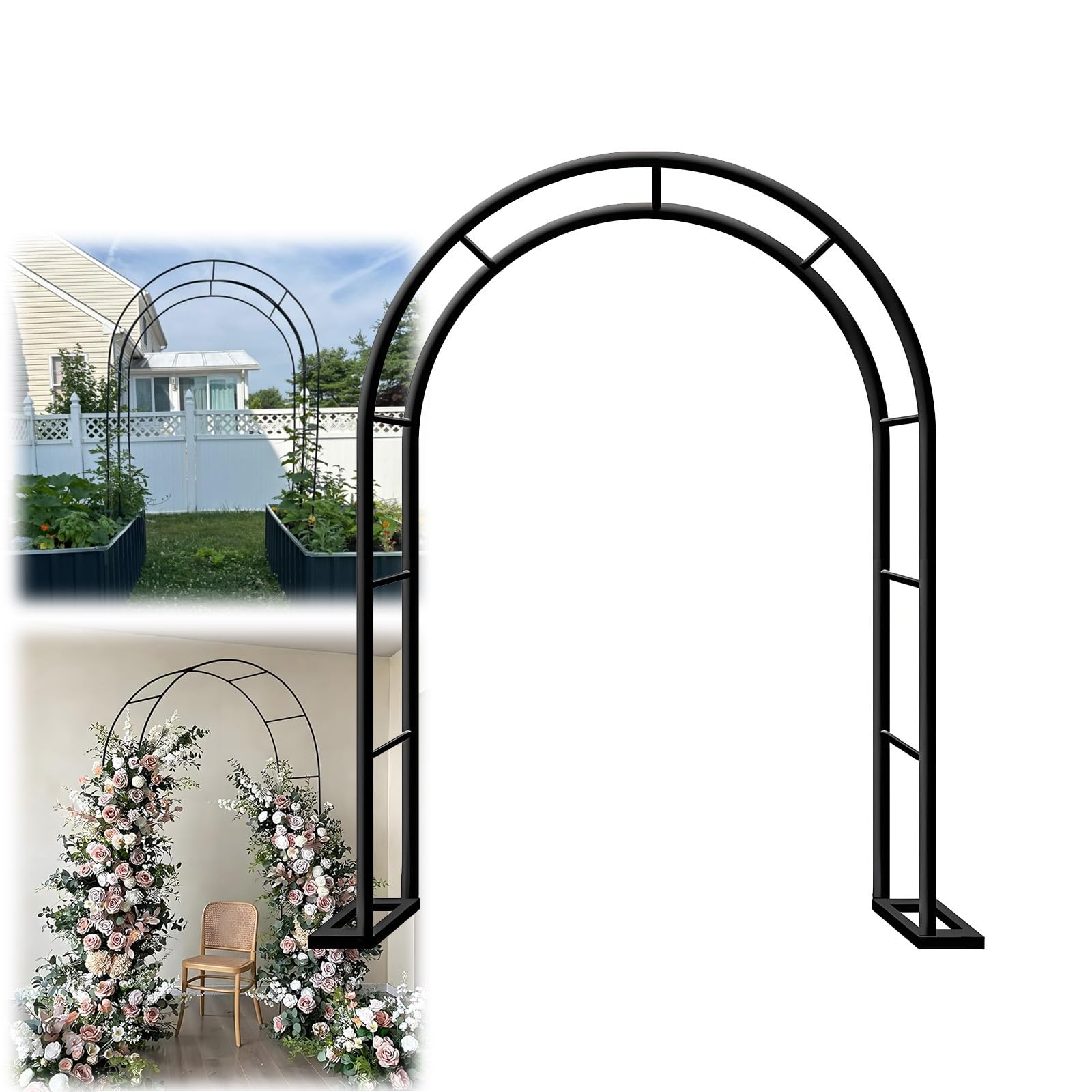 Arche de jardin pour mariage en plein air et décoration romantique de terrasse fleurie 240x220
