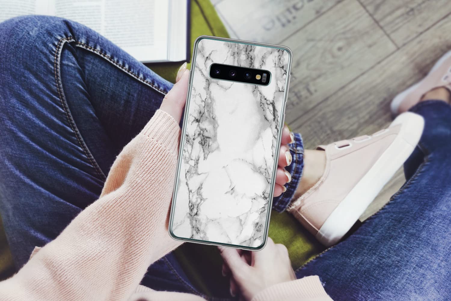 Funda para Samsung Galaxy S10 - Mármol - Piedra - Blanco - Gris - Negro - Aspecto de mármol - Funda de Silicona/Funda Blanda para teléfono móvil