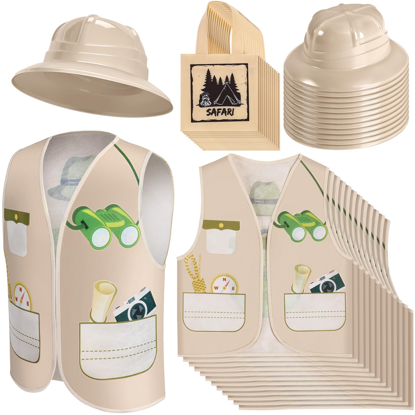 Sponsored Ad - Haysandy 36 Pcs Explorer Costume Set Include Plastic Explorer Hats Jungle Party Vest Safari Tote Bag for Kids Outdoor Activity Jungle Costume Party Supplies Favors Halloween Birthday