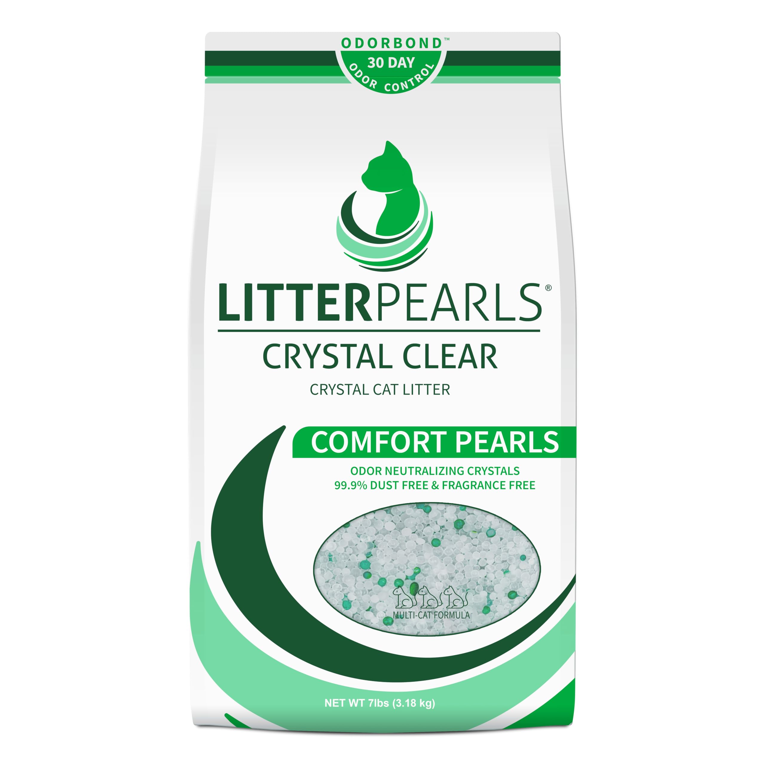 Litter Pearls Crystal Clear Unscented Non-Clumping Crystal Cat Litter with Odorbond, 7 lb