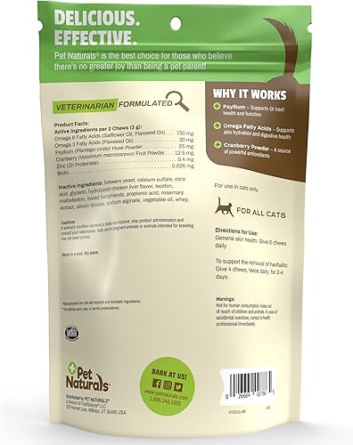 Miniatura 2 de Pet Naturals Bola de pelo para gatos con Omega 3, sabor a pollo, 160 masticables – Puede ayudar a eliminar las bolas de pelo y controlar el exceso