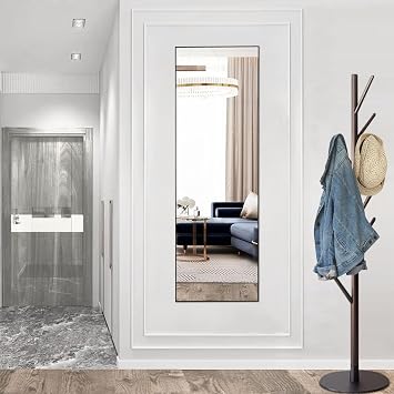 Elevon Arched Full Length Mirror 64"x21" Full Body Floor Mirror Standing Hanging or Leaning Wall, Arch Wall Mirror with Stand Aluminum Alloy Thin Frame for Bedroom Cloakroom