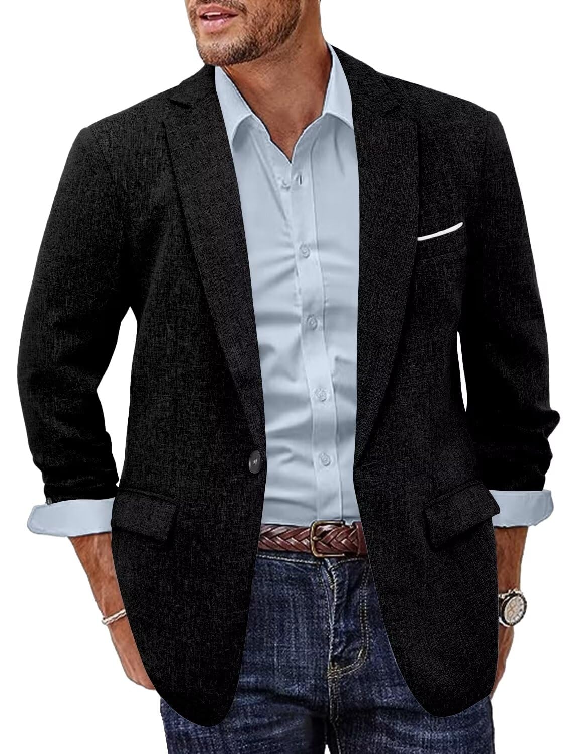 Linen Suit Coat Men One Button Sport Coat and Blazer Jackets Slim Fit Beach Wedding Suit for Men Fashion