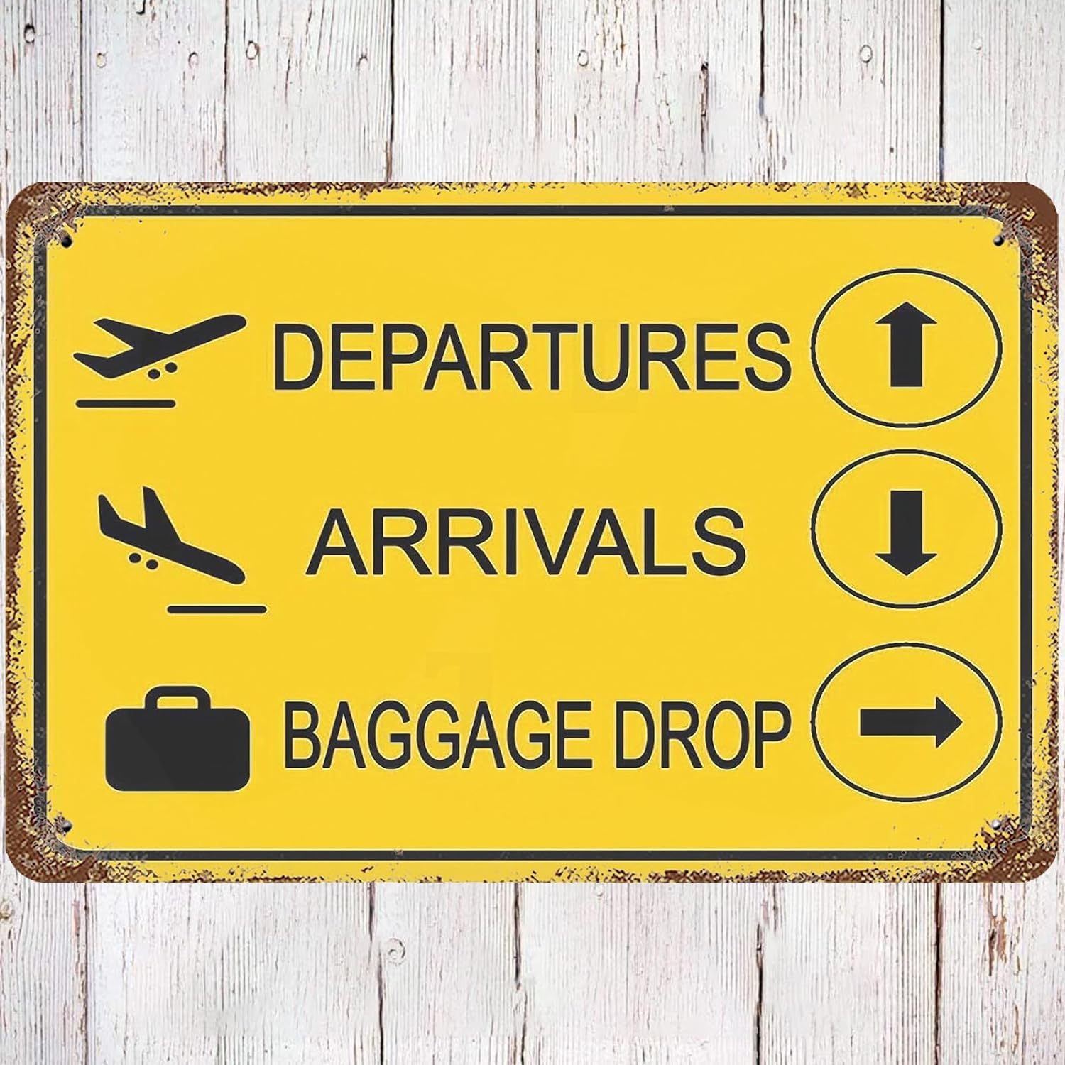 Liantsh 1 Metal Tin Sign 8X12 Vintage Airport Landing Gate Notice Arrivals Departures Baggage Drop, Wall Decor Airplane Party Poster Art For Home Living Room Bedroom Garden Garage Office Cafe Bar Pub (1)