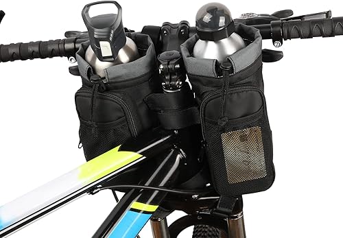 Miniatura 8 de Bolsa para manillar de bicicleta, ligera, impermeable, con marco frontal, soporte para botella de agua, bolsa aislada de gran capacidad, para