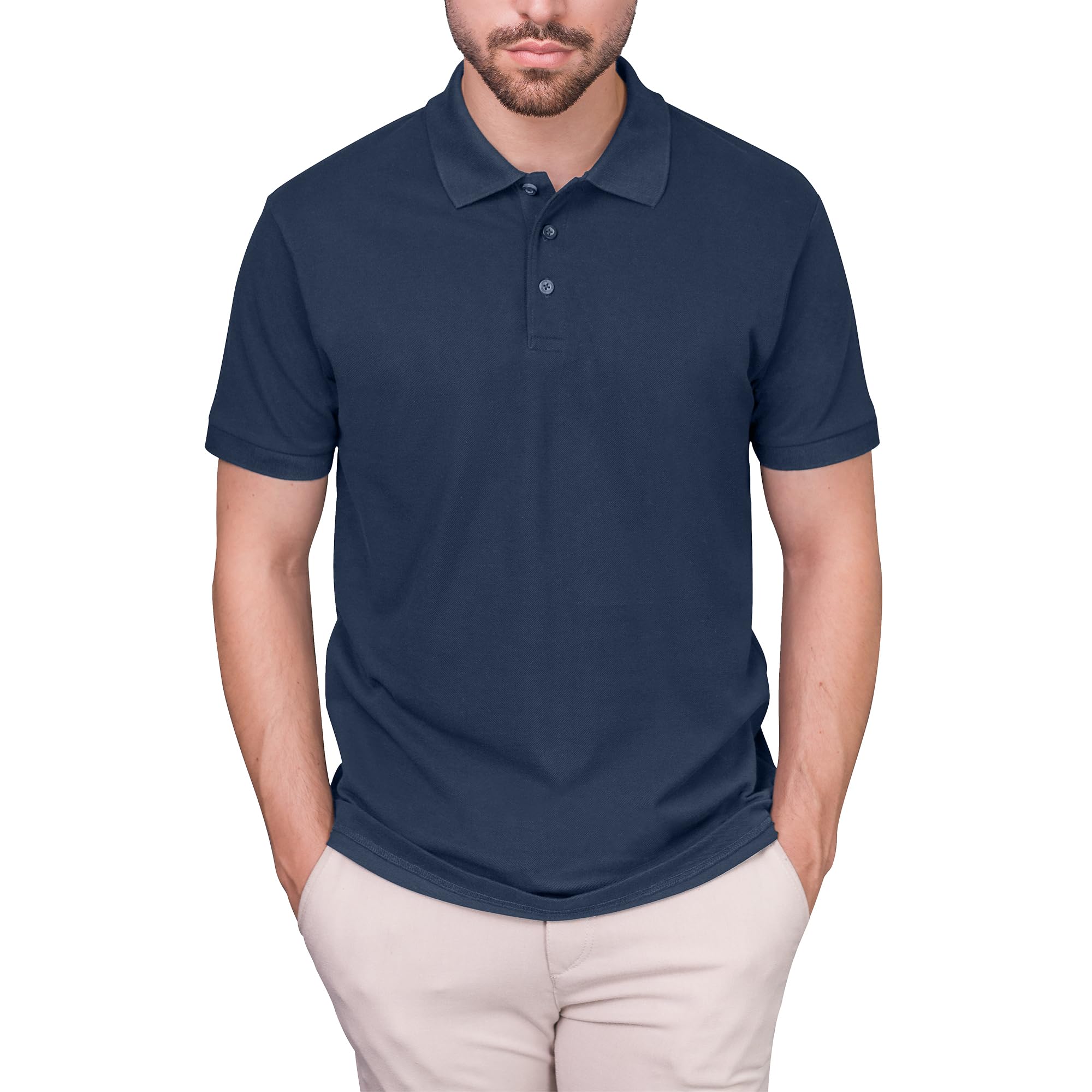 HRM Herren Luxury Polo I Premium Polo Shirt Herren aus 100% Baumwolle I Basic Polohemd bis 60°C farbecht waschbar I Hochwertige & nachhaltige Herren-Bekleidung