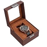 ProCase Single Watch Box for Men - Storage Holder Organizer With Glass Lid, 1 Slot Display Case - Espresso