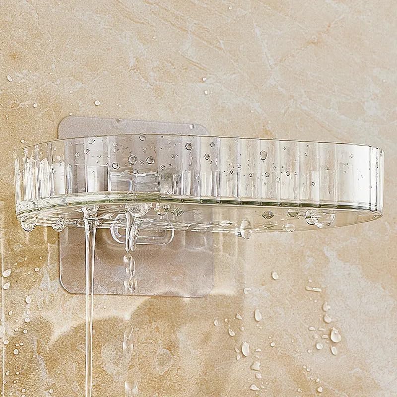 Image of Xmart India Self-Adhesive Soap Holder for Bathroom - Transparent Acrylic Soap Stand with Self-Draining Design, Drill-Free Soap Dish bathroom organiser without drill bathroom accessories set(Pack of 2)