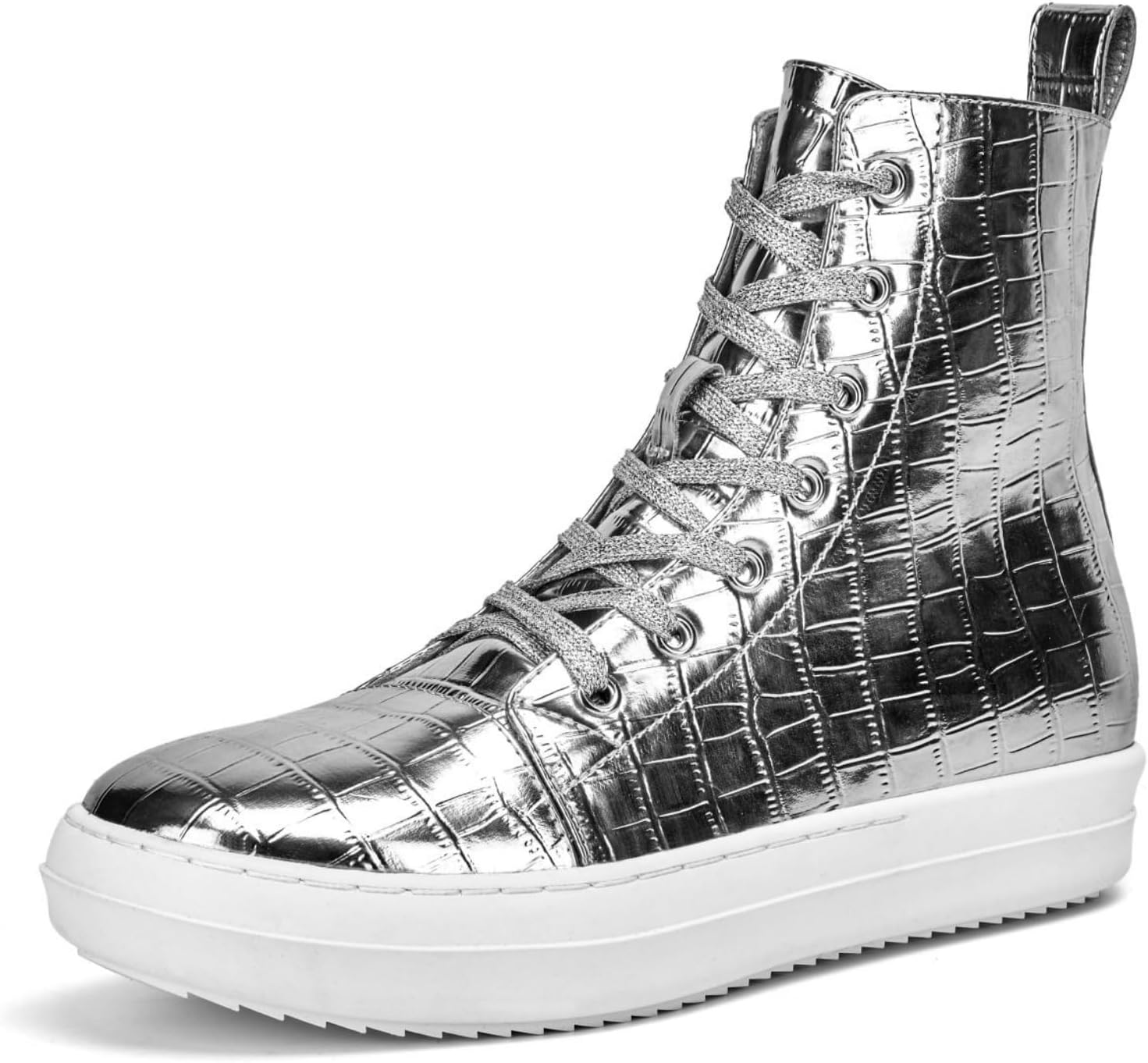 UBWDU Women's High Top Glitter Tennis Sneaker Platform Sneaker with Zipper Rhinestone Bling Wedding Bridal Shoes Shiny Sequin Shoes