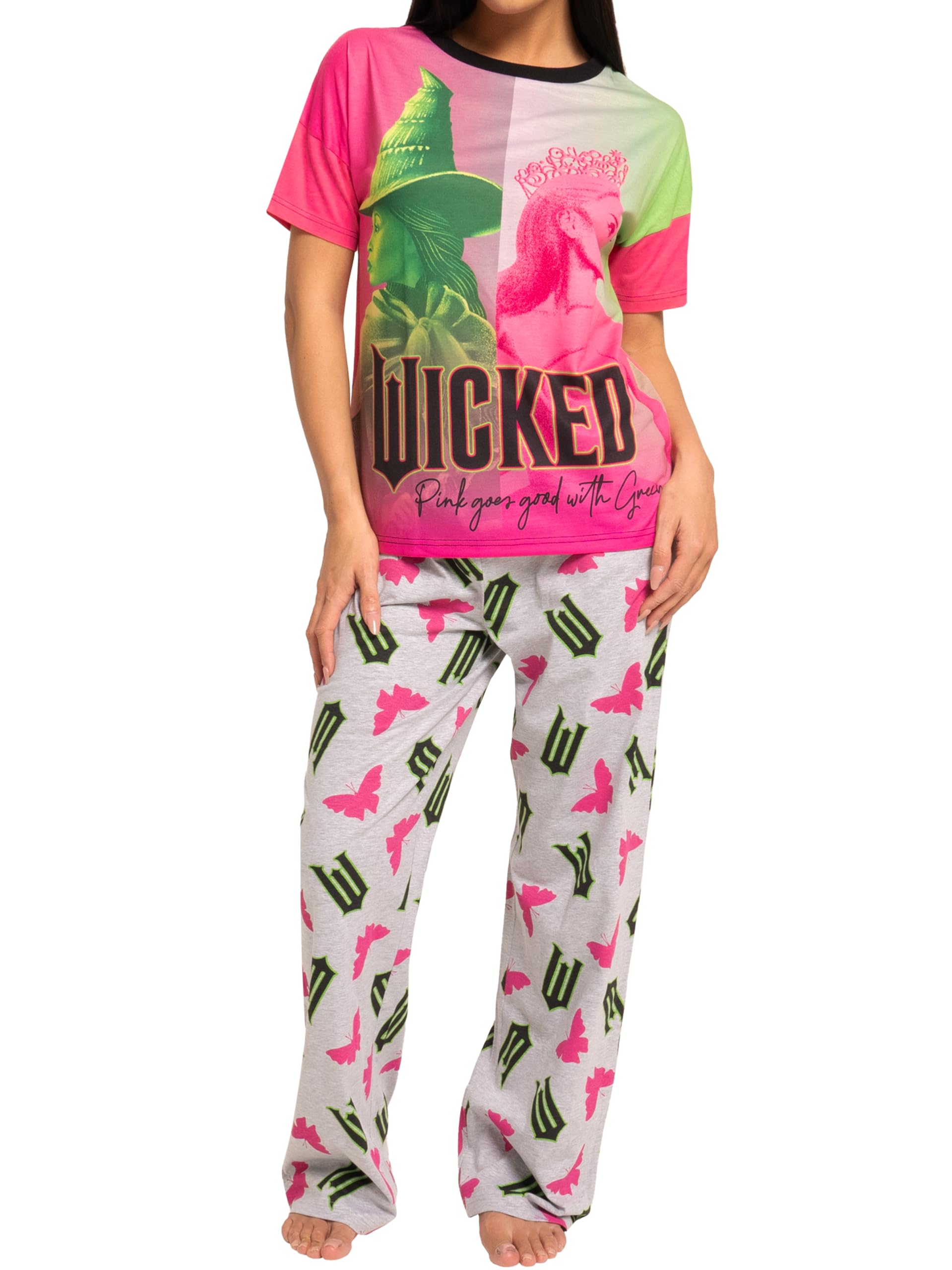 Wicked Women's Pink Movie Pyjamas | Glinda And Elphaba Pyjama Sets | Pyjamas | Xxl