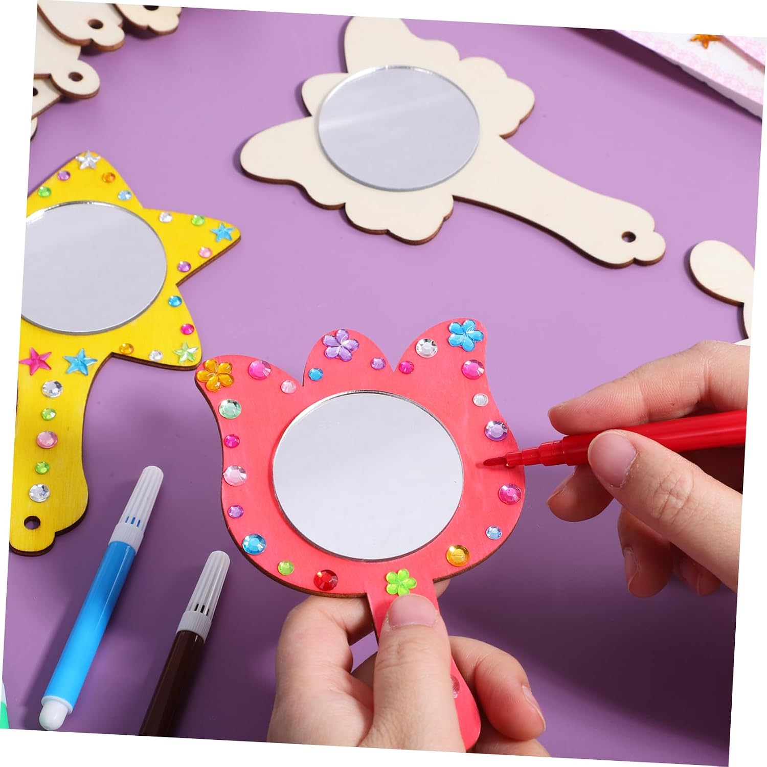 Angoily Unfinished Mirrors for Crafts Small Compact Boys and Girls Mirror Set for Preschool Decor