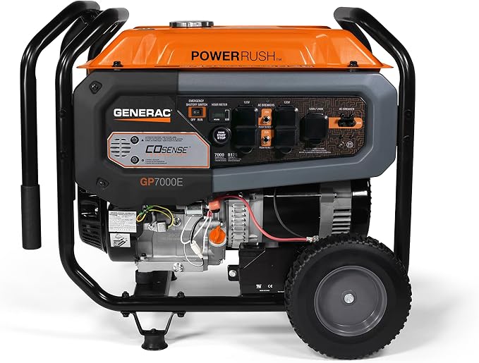 Generador portátil inverter Generac GP7000E de 7000 W, 120 V, con tecnología COsense, arranque eléctrico automático y tanque de acero de 10 L miniatura 7
