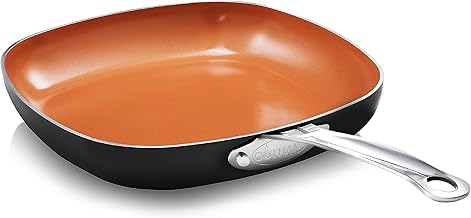 Gotham Steel Non Stick Frying Pan, 9.5” Square Ceramic Frying Pan Nonstick, Long Lasting Nonstick Cooking Pan, Induction Frying Pan, Egg Pan, Stay Cool Handle, Dishwasher & Oven Safe, 100% Toxin Free