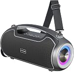 Haut-parleurs Bluetooth portables sans fil, 200W Peak Loud Sound/Deep Bass pour la fête, IP65 Haut-parleur extérieur étanche w/ 2*Subwoofer/2*Tweeter/DSP/Bass Boost/TWS/TF/USB/AUX, 24H Temps de jeu
