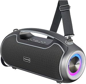 Portable Bluetooth Speakers Wireless, 200W Peak Loud Sound/Deep Bass for Party, IP65 Waterproof Outdoor Speaker w/ 2*Subwoofer/2*Tweeter/DSP/Bass Boost/TWS/TF/USB/AUX, 24H Playtime