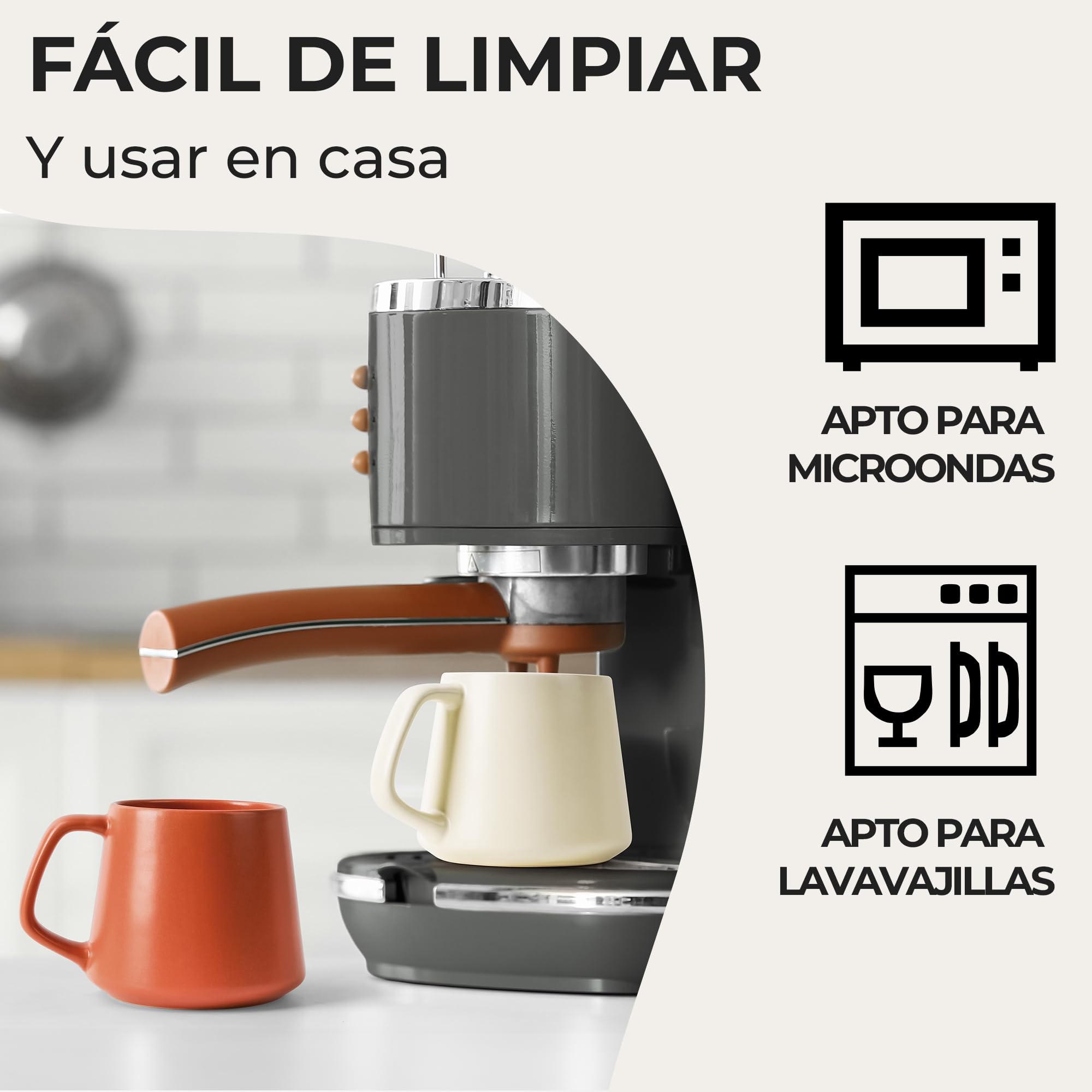 MIAMIO - Tazas Grandes de Café Set de 4, Cerámica (420ml) - Luxe (Beige) | Grandes tazas de café de cerámica para cappuccino, té y espresso, juego de 4, aptas para lavavajillas, ideales a diario