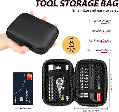 Miniatura 7 de Kit de herramientas de reparación de bicicletas con mini bomba y 10 puntas magnéticas, multiherramienta de aleación para bicicleta, MTB, ciclismo de