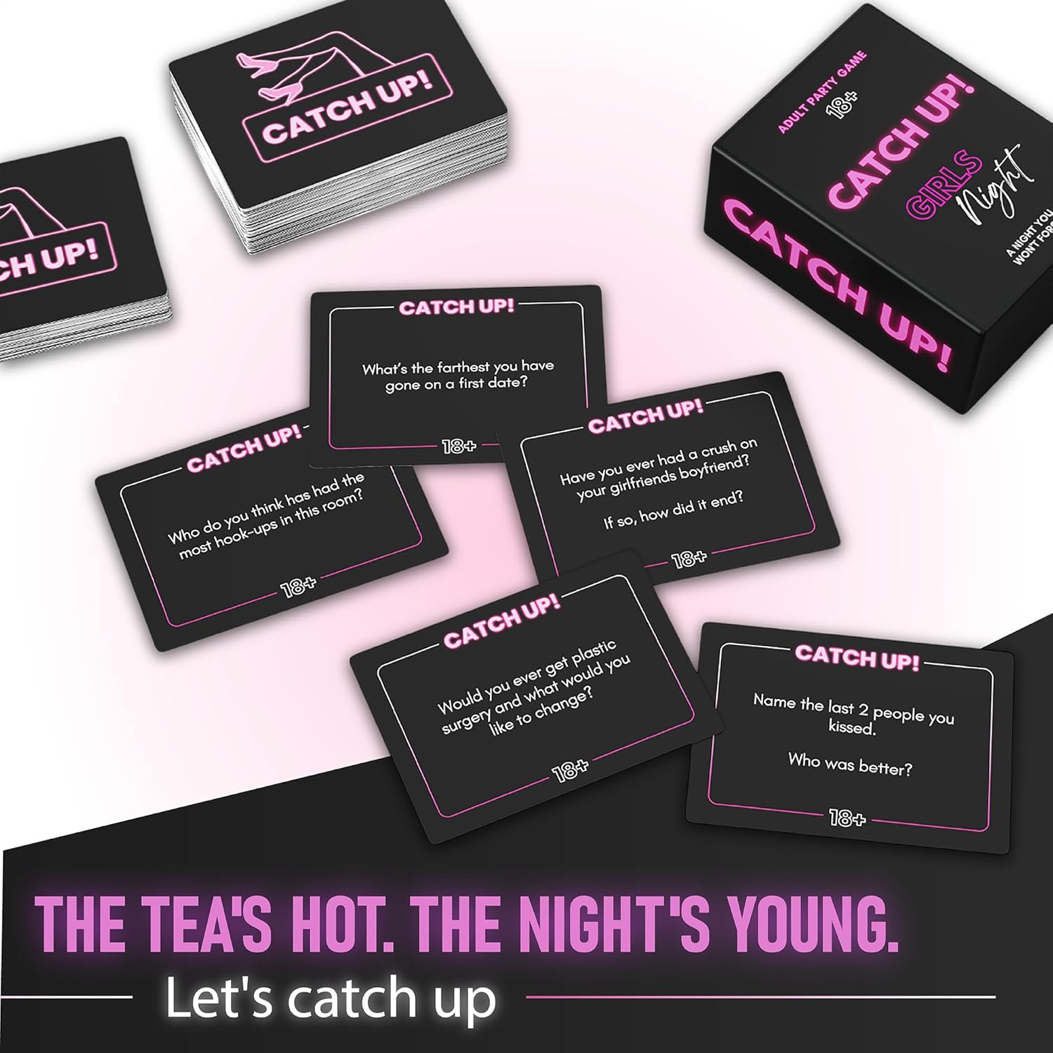 BETTER US Catch UP! Spicy Girls Night Card Game – Birthday & Bachelorette Gift | 18+ Conversation Starters for Women | Adult Games & Bachelorette Party