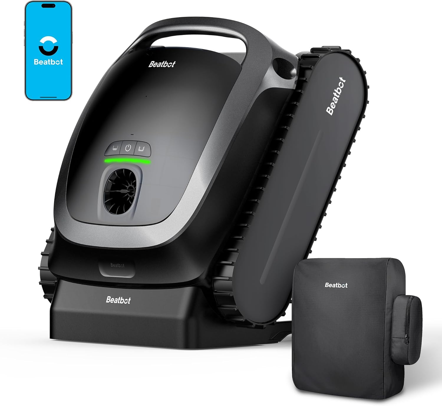 Beatbot AquaSense مكنسة كهربائية لاسلكية مع غطاء حماية من جميع الأحوال الجوية - تحسين المسار الذكي ، وتنظيف الأرضية ، والجدران ، وخط الماء للمسابح حتى 2260sq.ft-Gray
