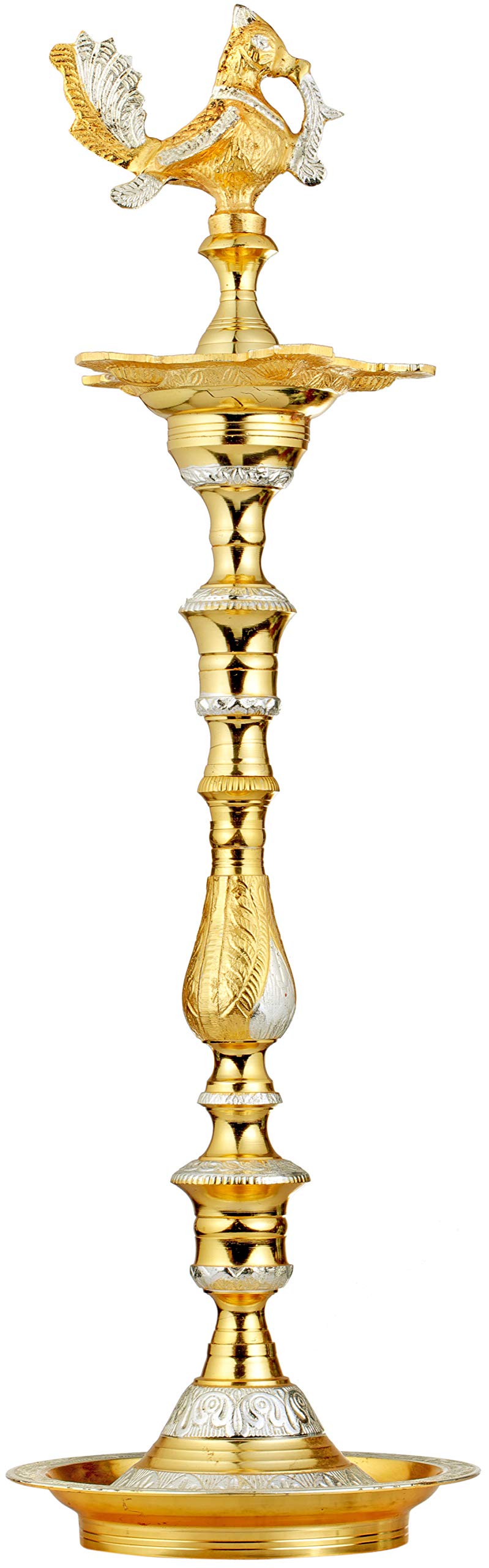 Peacock Ritual Lamp objet déco laiton antique sculpture paon d'Asie
